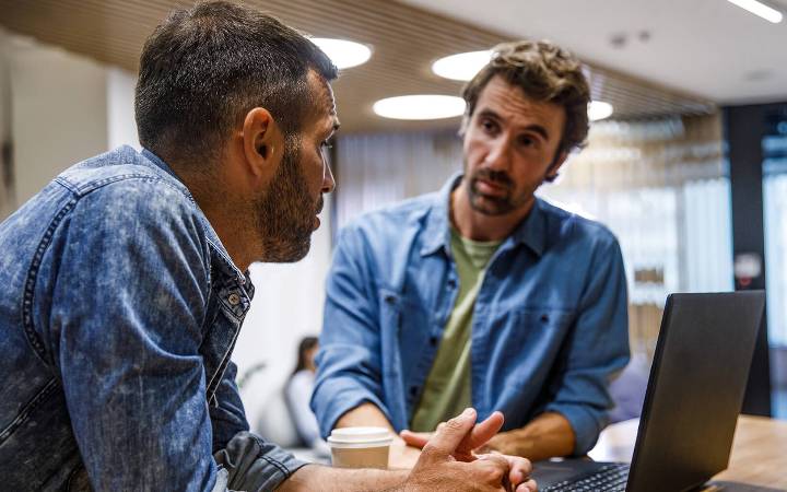 two guys talking